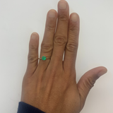 White Gold Emerald Ring - Genuine Emerald Ring - Emerald Solitaire Ring