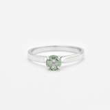 Round Green Sapphire Ring Set in Solid White Gold