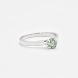 Round Green Sapphire Ring Set in Solid White Gold