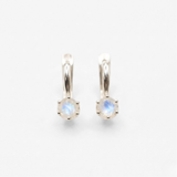 Dainty Moonstone Earrings - Natural Rainbow Moonstone - Long Moonstone Studs