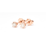 Certified Diamond Earrings - Solid Rose Gold Earrings - 3mm Diamond Studs