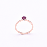 Certified Ruby Ring - Solid Rose Gold Ring - Genuine Ruby Solitaire Ring