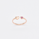 Genuine Ruby Ring - Real 14k Rose Gold Ring - Gold Heart Ring