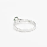 Round Green Sapphire Ring Set in Solid White Gold