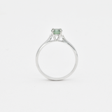 Round Green Sapphire Ring Set in Solid White Gold
