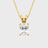 Square Diamond Necklace - Sparkly Bridal Necklace - Vintage Square Pendant