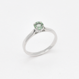 Round Green Sapphire Ring Set in Solid White Gold