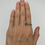 Round Green Sapphire Ring Set in Solid White Gold