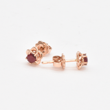 Real Ruby Studs - 14k Rose Gold Earrings - Dainty Flower Earrings