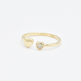 Certified Diamond Heart Ring - Real 14k Gold Diamond Ring - Dainty Heart Ring