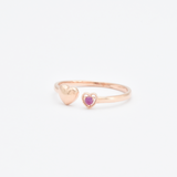 Genuine Ruby Ring - Real 14k Rose Gold Ring - Gold Heart Ring