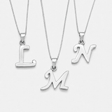 Silver Letter Pendant - Initial Letter Charm - Personalized Letter Necklace