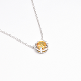 Certified Yellow Sapphire Necklace – Solid 18k Gold – Flower Sapphire Necklace
