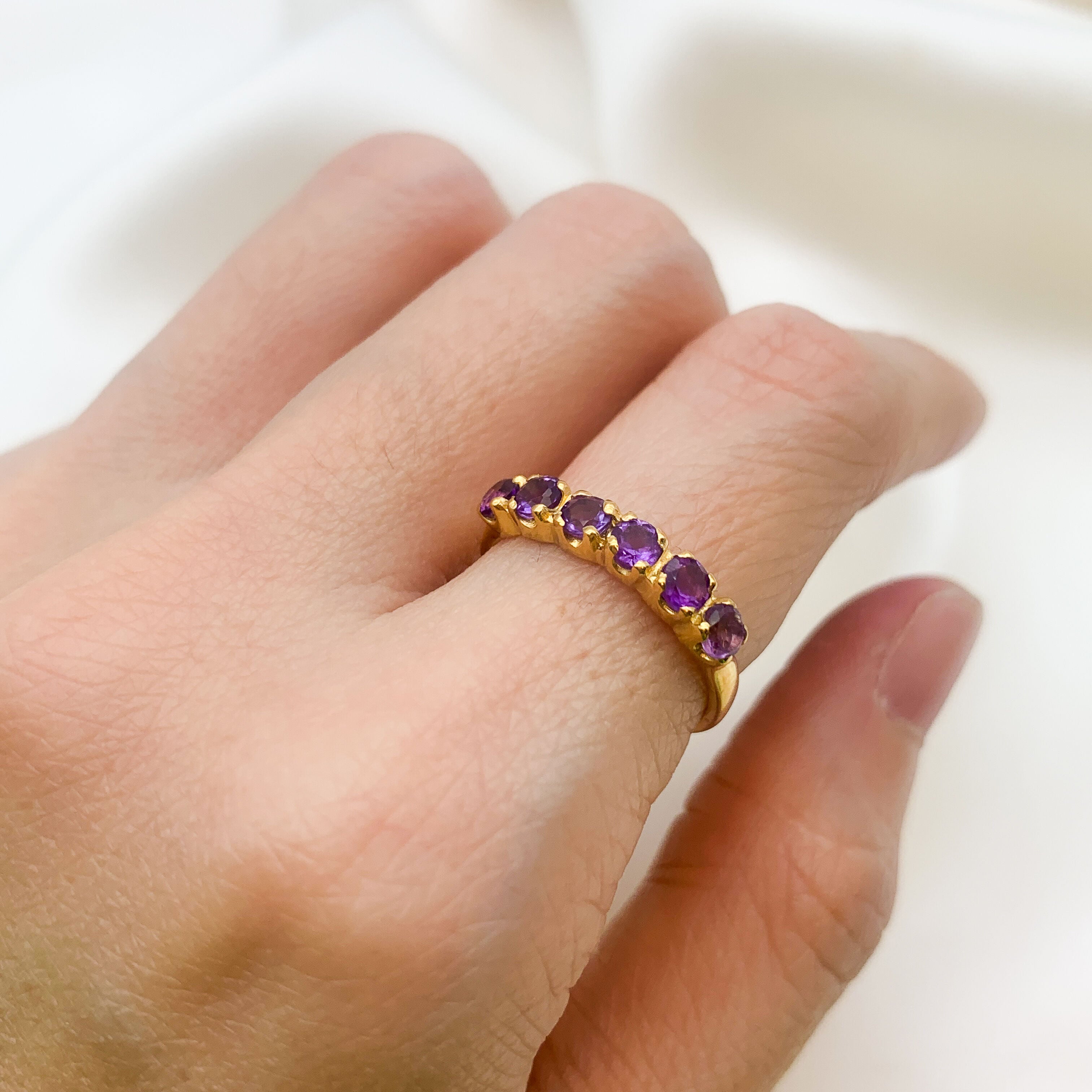 Amethyst Stackable Ring, Natural Amethyst, Half Eternity Ring, Amethyst Band, Stackable Band, February Birthstone, Solid Silver Ring(1)