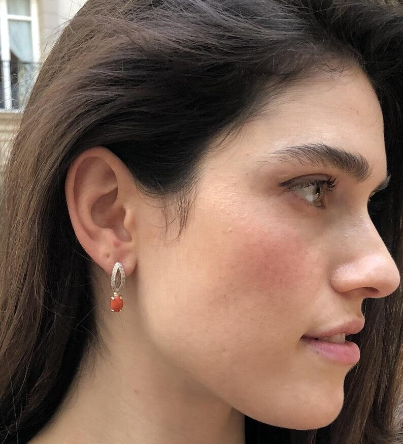 Coral Earrings, Natural Coral, March Birthstone, Long Vintage Earrings, Red Coral Earrings, Red Earrings, March Earrings, Silver Earrings