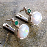 Opal Earrings, Natural Opal Earrings, Australian Opal, Vintage Earrings, Stud Earrings, October Birthstone, 925 Silver Earrings, Emerald