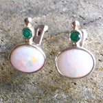 Opal Earrings, Natural Opal Earrings, Australian Opal, Vintage Earrings, Stud Earrings, October Birthstone, 925 Silver Earrings, Emerald