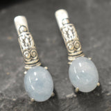 Natural Aquamarine Earrings - Blue Boho Earrings - Tribal Drop Earrings