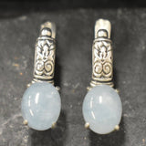 Natural Aquamarine Earrings - Blue Boho Earrings - Tribal Drop Earrings