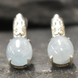 Natural Aquamarine Earrings - Blue Boho Earrings - Tribal Drop Earrings