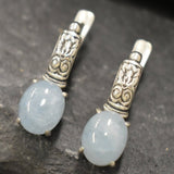 Natural Aquamarine Earrings - Blue Boho Earrings - Tribal Drop Earrings