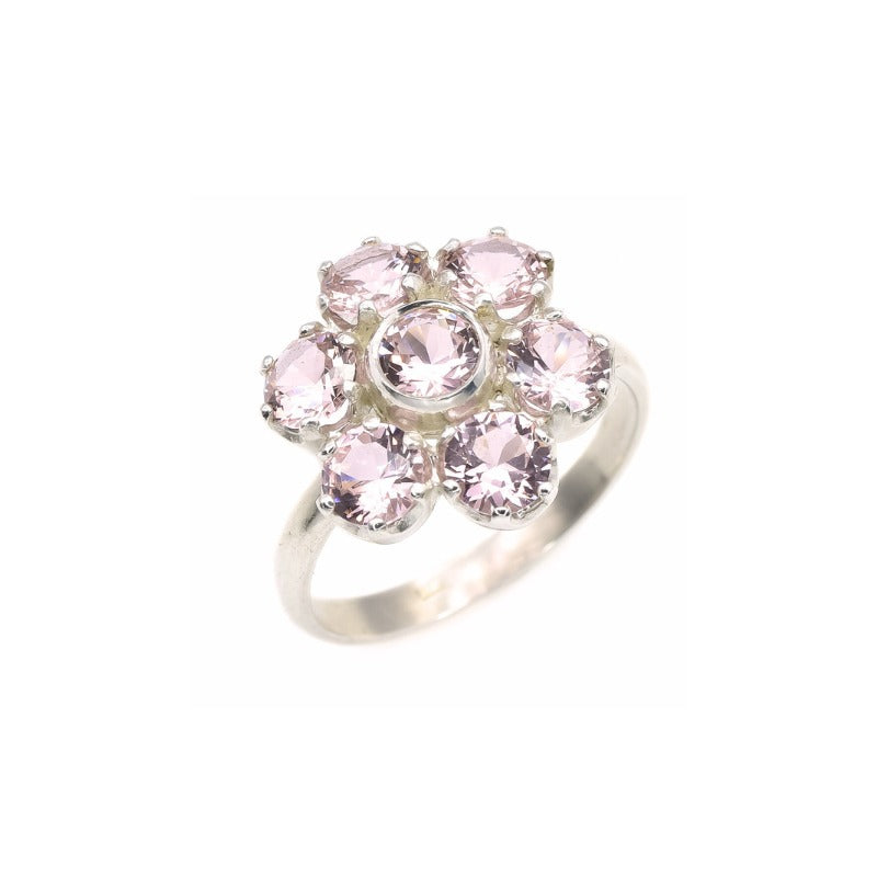 Morganite Ring, Created Morganite, Pink Diamond Ring, Vintage Flower Ring, Pink Flower Ring, Pink Ring, Vintage Ring, Silver Ring, Morganite