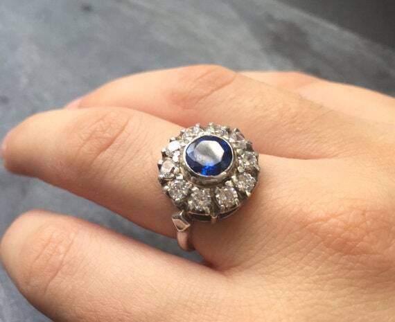 Garnet Ring, Natural Garnet, CZ Diamonds, Victorian Ring, January Birthstone, Vintage Ring, Vintage Garnet Ring, Vintage Silver Ring