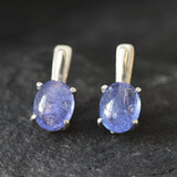 Tanzanite Earrings - Blue Oval Earrings - Vintage Drop Earrings