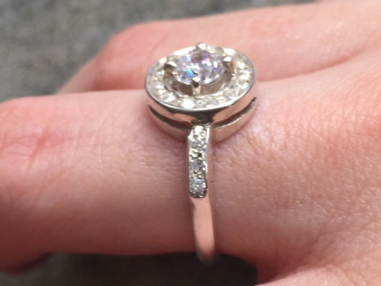 Engagement Ring, Created Diamond, Silver Proposal Ring, Promise Ring, Dainty Ring, Round Cluster Ring, 1 Carat Ring, Sterling Silver Ring