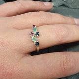 Multistone Ring, Emerald Ring, Sapphire Ring, Ruby Ring, Birthstone Ring, Promise Ring, Solid Silver Ring, Vintage Rings, Stackable Ring