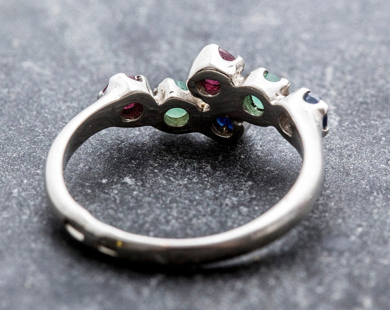 Multistone Ring, Emerald Ring, Sapphire Ring, Ruby Ring, Birthstone Ring, Promise Ring, Solid Silver Ring, Vintage Rings, Stackable Ring