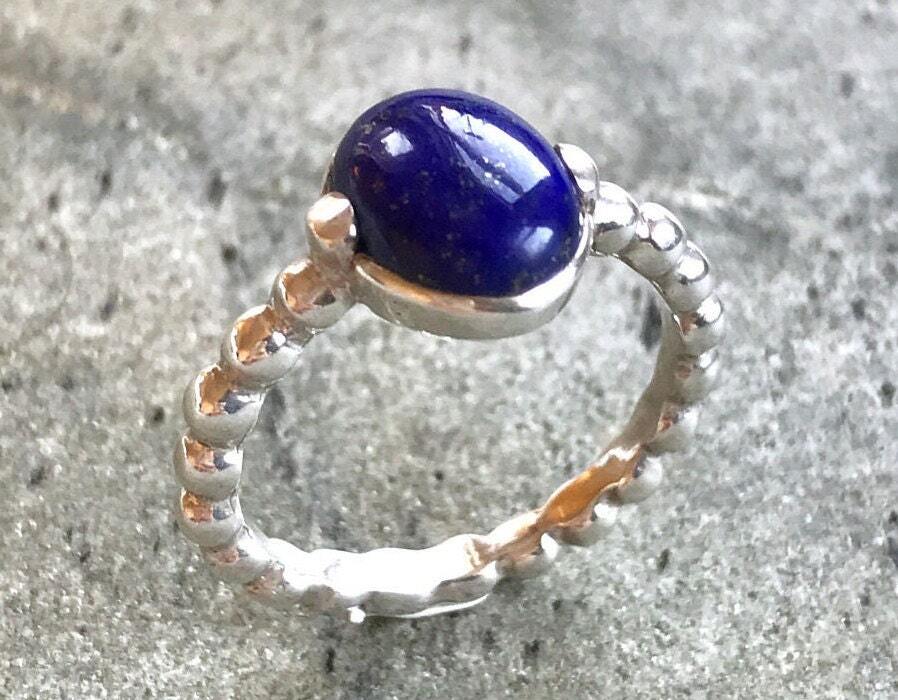 Lapis Ring, Lapis Lazuli, Blue Ring, December Birthstone, Vintage Blue Ring, Vintage Rings, Stackable Blue Ring, Solid Silver Ring, Lapis