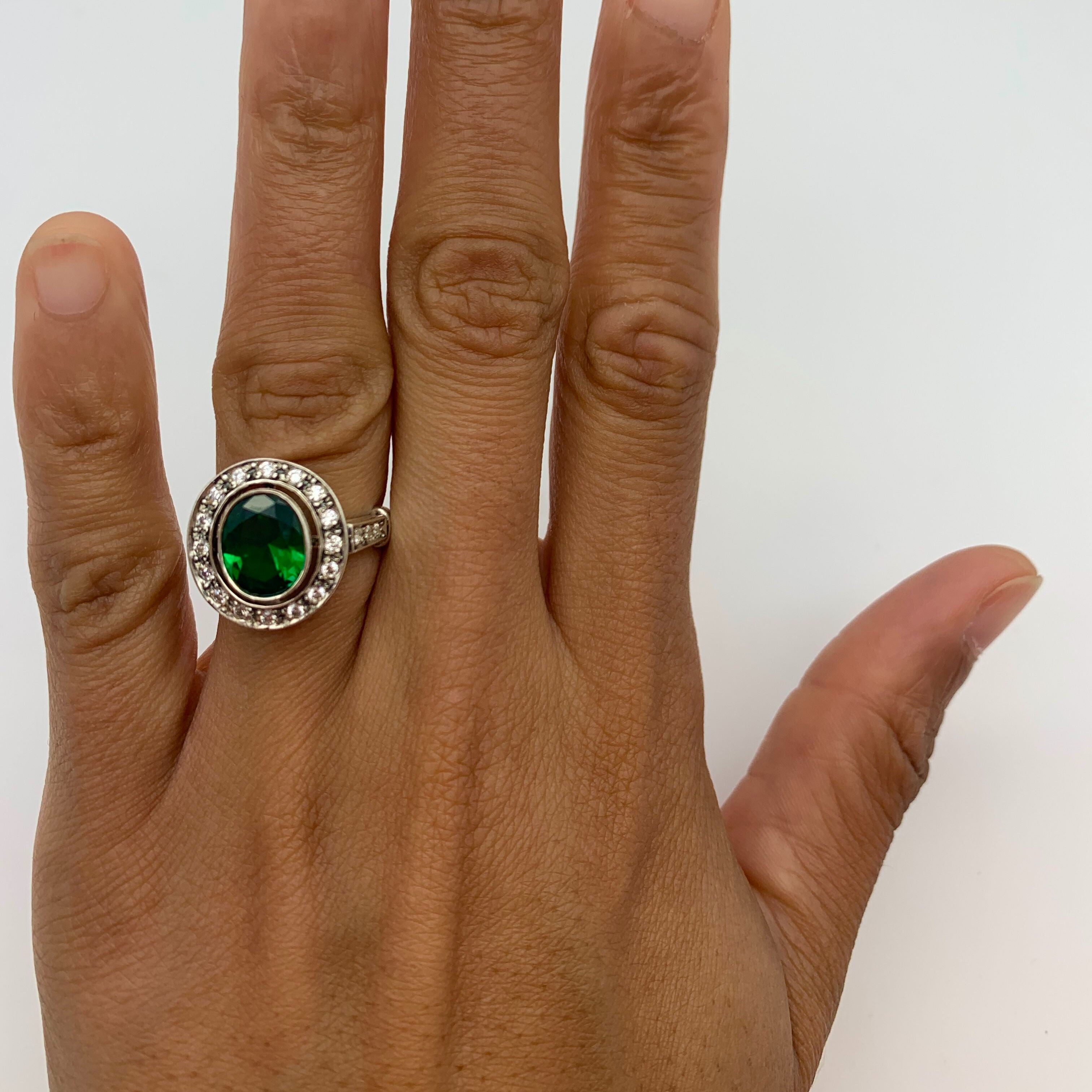 Emerald Ring, Antique Ring, Vintage Ring, Antique Emerald Ring, Antique Rings, Sterling Silver Ring, Green Vintage Ring, Created Emerald