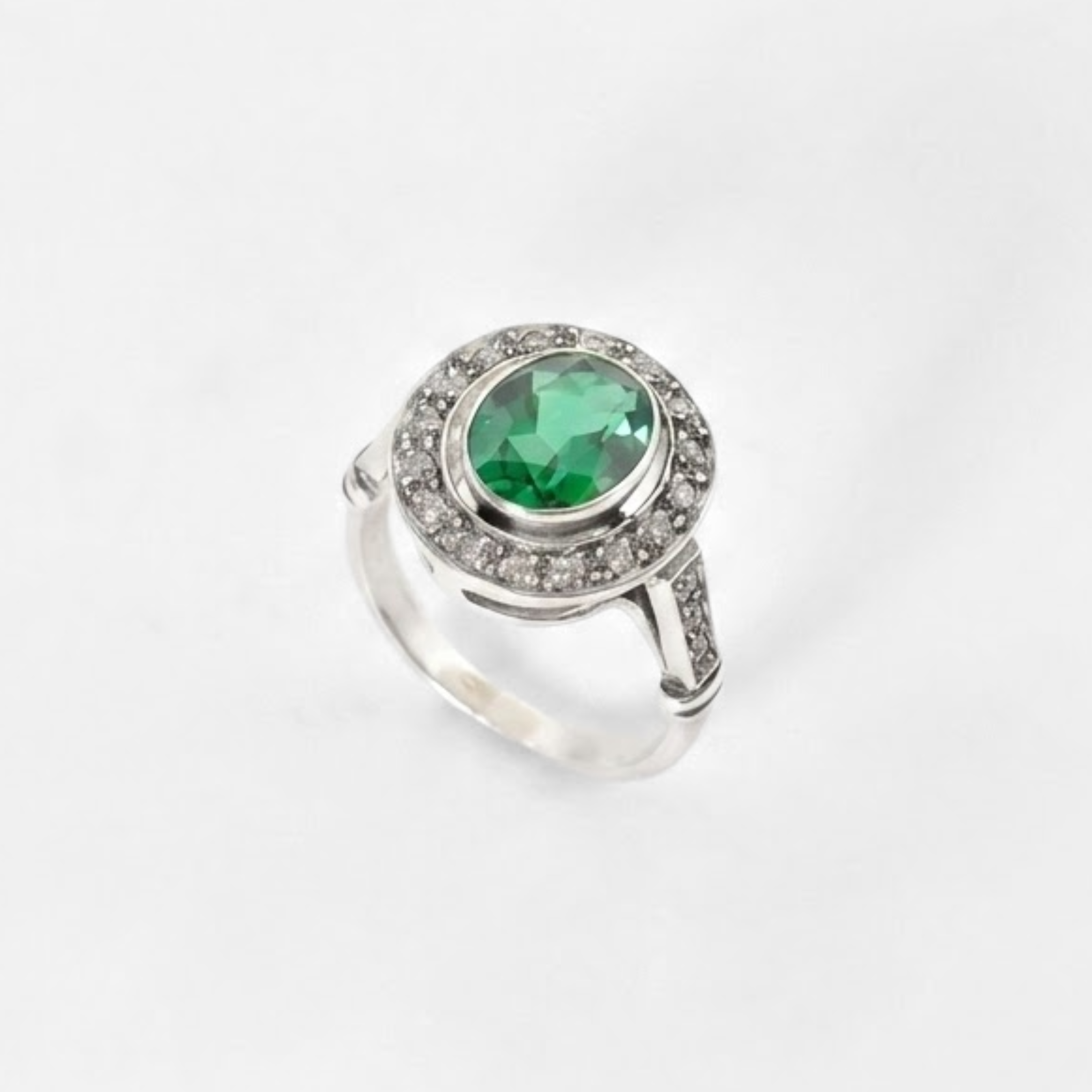 Created Emerald Ring made in 925 Sterling Silver with Oval Created Green Emerald in Bezel setting, May Birthstone gift idea, symbolizes, ideal for everyday wear and perfect for birthday gifting and special occasions.