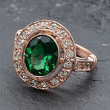 Rose Gold Emerald Ring, Rose Gold Antique Ring, Gold Vintage Ring, Antique Emerald Ring, Antique Ring, Vintage Ring, Created Emerald Ring