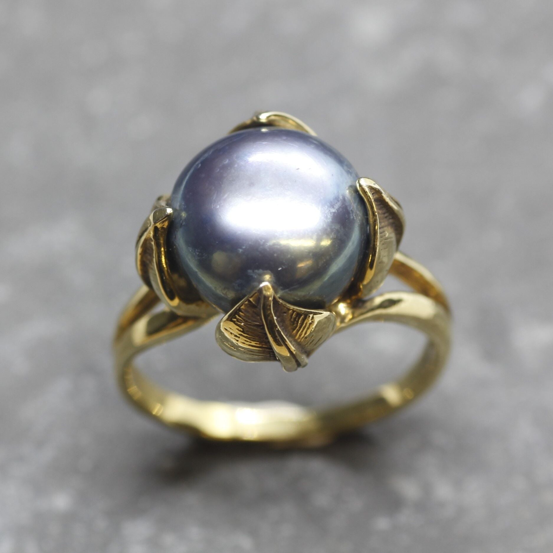 Black Pearl Ring, Genuine Pearl, Pearl Promise Ring, Vintage Rings, Pearl Ring, Vintage Pearl Ring, June Birthstone, Solid Silver Ring(1)