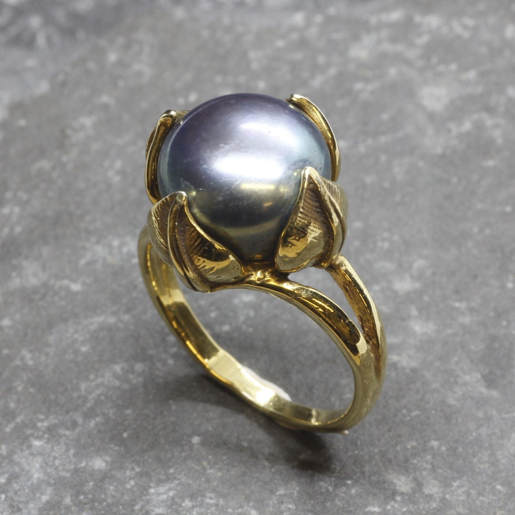 Black Pearl Ring, Genuine Pearl, Pearl Promise Ring, Vintage Rings, Pearl Ring, Vintage Pearl Ring, June Birthstone, Solid Silver Ring(1)