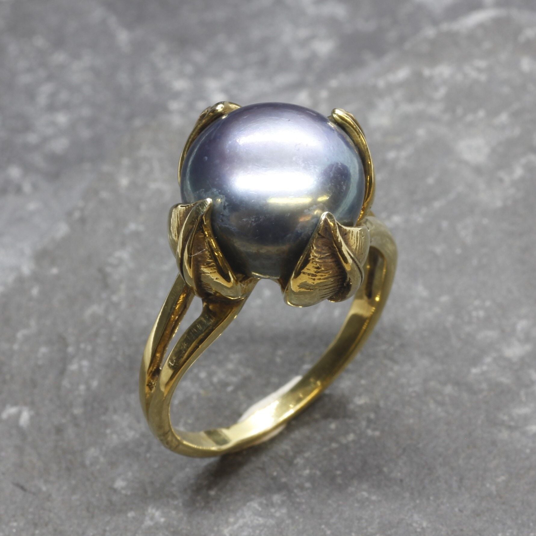 Black Pearl Ring, Genuine Pearl, Pearl Promise Ring, Vintage Rings, Pearl Ring, Vintage Pearl Ring, June Birthstone, Solid Silver Ring(1)