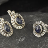 Vintage Sapphire Earrings - Natural Sapphire Earrings, September Birthstone Earrings