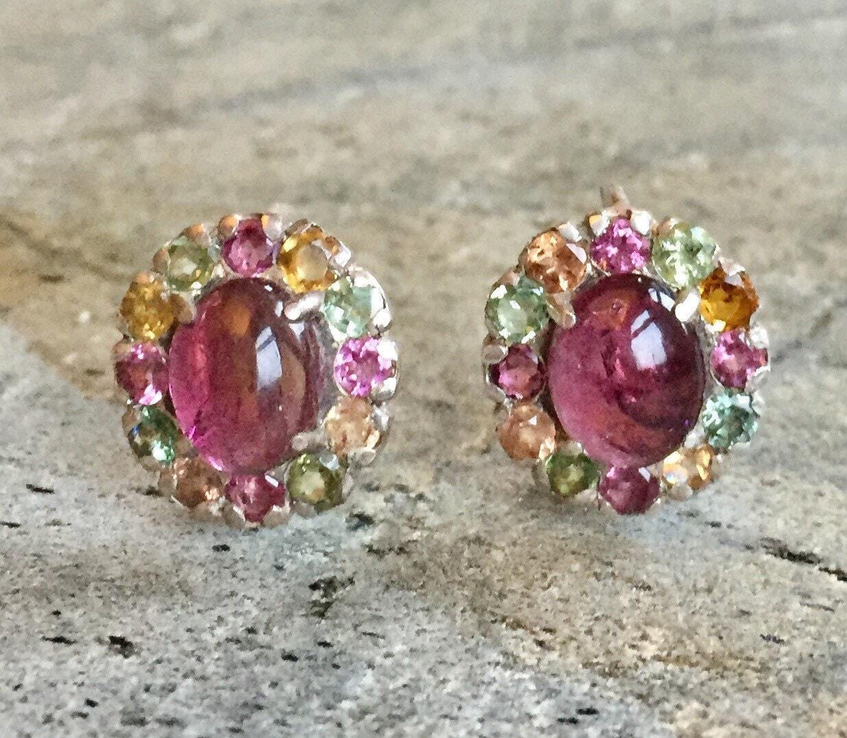 Tourmaline Earrings, Pink Tourmaline, Natural Tourmaline, Pink Earrings, October Birthstone, Victorian Earrings, Silver Earrings, Tourmaline