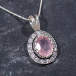 Rose Quartz Pendant, Vintage Pendant, Natural Stone, Love Pendant, Antique Pendant, Pink Pendant, Solid Silver, Silver Pendant, Silver Chain
