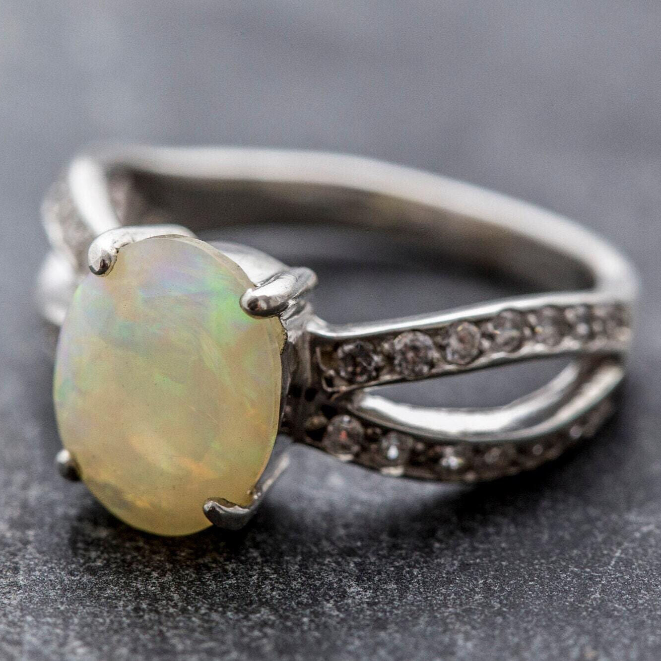 Elegant 925 Sterling Silver Opal Ring, a stunning October birthstone gift, ideal for special occasions and daily elegance.