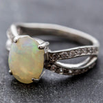 Elegant 925 Sterling Silver Opal Ring, a stunning October birthstone gift, ideal for special occasions and daily elegance.
