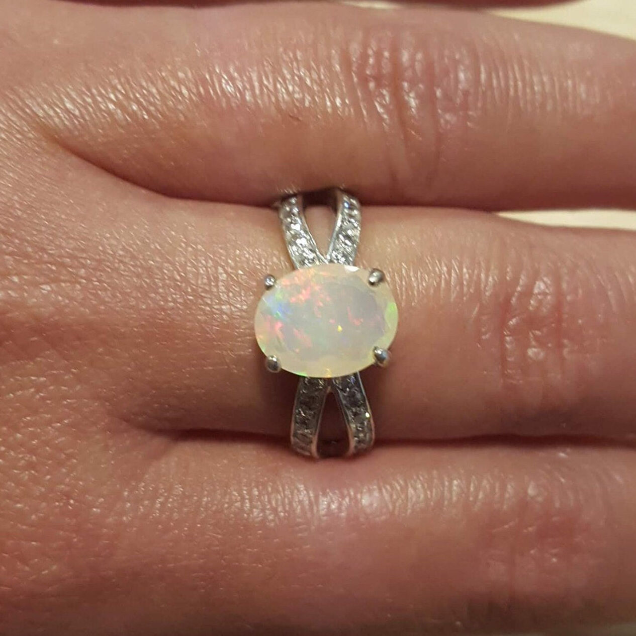 Stylish 925 Sterling Silver Opal Ring with October's birthstone, perfect for unique gifts and everyday elegance.