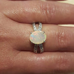 Stylish 925 Sterling Silver Opal Ring with October's birthstone, perfect for unique gifts and everyday elegance.
