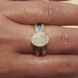 Stylish 925 Sterling Silver Opal Ring with October's birthstone, perfect for unique gifts and everyday elegance.