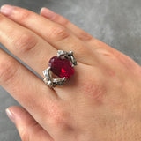 Elegant 925 Sterling Silver Ruby Ring with Oval Created Red Ruby, perfect for everyday wear and special occasions.