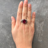 Red Ruby Ring, Ribbon Ring, Created Ruby Ring, Vintage Silver Ring, Vintage Ring, Silver Ribbon, Ruby Ring, Red Ring, Antique Red Ring