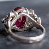 Red Ruby Ring, Ribbon Ring, Created Ruby Ring, Vintage Silver Ring, Vintage Ring, Silver Ribbon, Ruby Ring, Red Ring, Antique Red Ring