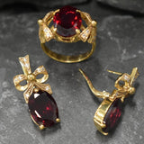 Stunning 18k Gold Vermeil Ring with an Oval Created Red Ruby, symbolizing nobility and perfect for everyday wear.